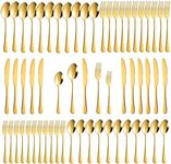 60-Piece Gold Silverware Set, Stain