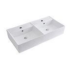 Milano Dalton - Modern White Ceramic Countertop or Wall Mounted Bathroom Basin Sink - 820mm x 420mm