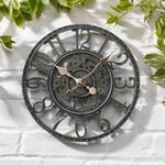 Garden Mile® Vintage Open Face Green Effect Wall Clock - Power Operated Waterproof and Weatherproof Large Garden Clock - Indoor or Outdoor Decorative Ornament Clock for Living Room, Home Decor (30cm)