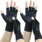 2 Pairs Copper Arthritis Pain Relief Gloves for Women Men, Compression Gloves for Arthritis Hands, Carpal Tunnel, Crocheting, Swelling, Rheumatoid, Tendonitis, Fingerless Gloves for Typing (Medium)