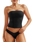 YEOREO Sophie Long Tube Tops for Women Double Lined Basic Top y2k Full Length Summer Sexy Braless Bandeau Strapless Black Medium