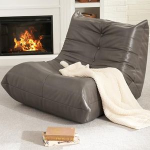 Hobestluk Bean Bag Chair Giant Bean Bag Sofa Memory Foam Bean Bag Chairs for Adults, Bean Bag Sofa Sack Faux Leather Bean Bag for Living Room Bedroom Dorm Office (Grey)