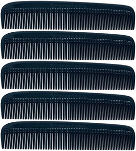 G.B.S (5 Pack) Pocket Comb Black Unbreakable Round Teeth Course Fine Pocket Beard & Mustache Combs for Men's Hair | Sideburns Travel-Friendly Symmetry, Friendly Birthday Gifts