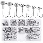 UNOLIGA 49pcs Fishing Hooks Kit Jig Heads, Sharp Drop Shot Hooks Carp Pike Hooks Trout Bass Hooks (1/2/3.5/5/7/10/14 g)