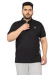 CHKOKKO Men's Plus Size Regular Fit Half Sleeves Sports Polo T-Shirt Black XXL