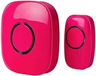 SadoTech Wireless Doorbell for Home - 1 Push-Button Ringer & 1 Chime Receiver, Battery Operated, 1000 Feet, Cordless Waterproof Door Bells w/LED Flash, Pink Red