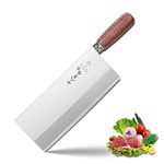 SHI BA ZI ZUO Chinese Kitchen Vegetable Cleaver Chef Knife 9 Inch 80CR Core Stainless Steel Rosewood Handle