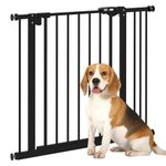 PawHut Dog Gate Stair Gate Pressure Fit Pets Barrier Auto Close for Doorway Hallway, 74-87cm Wide Adjustable, Black