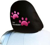 Yupbizauto Personalized Embroidery Dog Cat Animal Pink Paw Logo Truck SUV Car Seat Headrest Cover1 Piece Made in USA