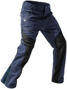 Moosehill Men's-Snow-Ski-Pants Waterproof-Fleece-Lined-Softshell-Insulated-Warm for Snowboarding Winter Outdoor with Zippered Bottom Legs (Navy, 32W*32L)