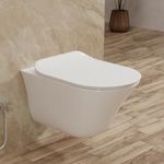 Kohler Vive Wall Mounted Toilet | True Rimless Ceramic Western Bathroom Commode with Advanced Germ Protection | Eco-Flush Technology & Quiet-Close Lid | Fully Glazed, White, 557mm x 346mm