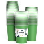 YANGTE 60 Pieces Green Paper Cups Disposable Party Cups Biodegradable and Compostable Drinking Cups for Party, Birthday Supplies, DIY - 9 Ounce - 250ml