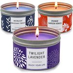 YMing Scented Candles, 120 Hour Long Lasting Aromatherapy Candle, Highly Scented Soy Jar Candle Gift Set - 3 Pack 6.2 Oz, Lavender | Orange Blossom | Mahogany Candle