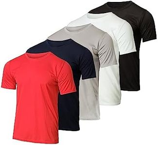 5 Pack:Boys Mesh Crew T-Shirt Girls Youth Teen Active Wear Athletic Quick Dry fit Dri-Fit Moisture Wicking Performance Basketball Gym Sport Short Sleeve Undershirt Tee Raglan Top -Set 5,Large 12-14