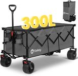 Sekey 300L Ultra-Large Folding Festival Trolley - All-Terrain Extra Wide Wheels and Brake, Heavy-Duty Cart Loadable up to 150KG, Patented Four-Directional Foldable Design, Collapsible Wagon, Grey