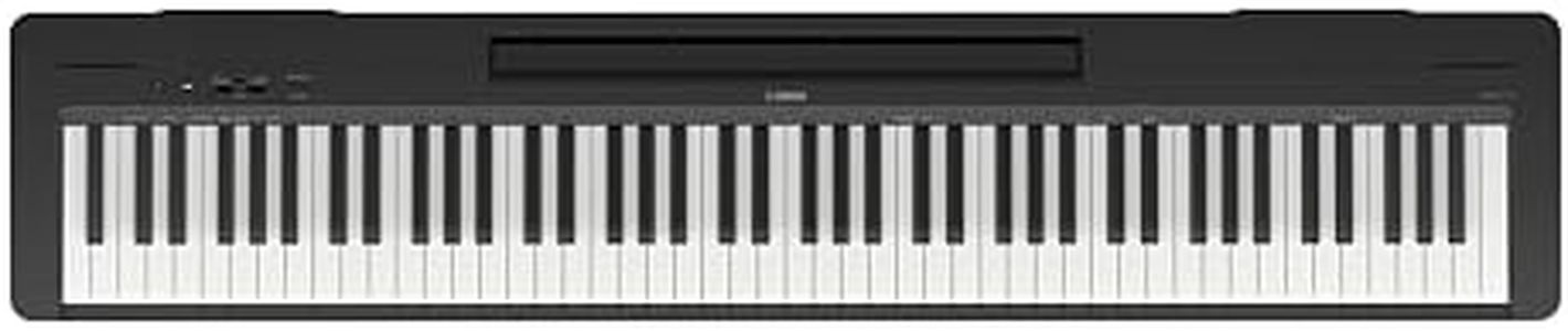 Yamaha P145B 88-Key Slim Digital Piano with Weighted Keys, Premium Acoustic Piano Sound, Compact Design, Music Rest, Footswitch, and Built-in Speakers for Beginners, Home Practice, Travel
