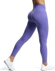 Aoxjox High Waisted Workout Leggings for Women Compression Tummy Control Trinity Buttery Soft Yoga Pants 26", Scrunch Violet, Small