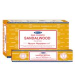 Satya Sandalwood Incense Sticks – 12 Box Value Pack – Hand-Rolled in India – Calming & Earthy Aroma