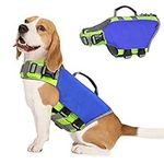 VavoPaw Dog Life Jacket, Dog Life Vest Jackets with High Buoyancy Rescue Handle Adjustable Ripstop Safety Vest Float Lifesaver Vest for Swimming Boating Dogs, Medium Size, Dark Blue