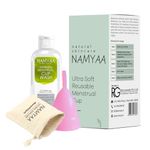 Namyaa Ultra Soft Reusable Menstrual Cup with Pouch & Cup Wash, Large Size (20-28ml), Pink