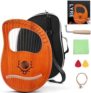 Lyre Harp,16 String Mahogany Lyre Instrument with Tuning Wrench, Replace String Set,Manual Book for Music Lovers (16 String-Deer)