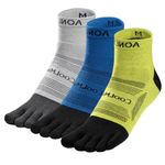 TRIWONDER 3 Pairs Toe Socks Five Finger Socks Running Socks Breathable Sport Sock Mini Crew Socks (Quarter, M)