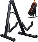 Guitar Stand, Aufondof Folding A-Frame metal Acoustic Guitars Stand,Adjustable Bass stand with Padded, Universal Floor Stand for Bass Banjo Ukulele (Metal)