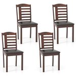 Giantex Wood Dining Chairs Set of 4, PU Leather Upholstered Kitchen Chairs w/Padded Seat, Rubber Wood Legs, High Back, Farmhouse Armless Accent Side Chairs for Living Room Restaurant, Oak