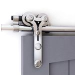 CCJH 6.6FT Stainless Steel Sliding Barn Door Hardware Kit Closet Track Kit for Single Wood Door, Heavy Duty and Easy to Install (Y Shape)