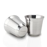 Easyworkz Stainless Steel Espresso Cup 2pcs Set Double Wall Insulated Metal Demitasse Cups 2.5 oz