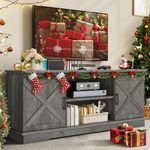 YITAHOME Farmhouse TV Stand for TVs up to 65 Inch, Rustic Entertainment Center with Double Barn Doors and Storage Cabinets, Media Console Table TV Cabinet for Living Room, 59 Inch, Rustic Grey