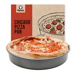 Chef Pomodoro Chicago Deep Dish Pizza Pan 12 Inch, Hard Anodized Aluminum Pizza Pan for Oven, Pre-Seasoned Bakeware Kitchenware, Non-Stick Round Pizza Pans (12-Inch)