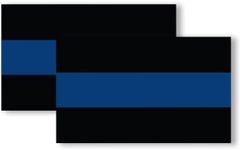 Magnet Me Up Thin Blue Line Adhesive Decal Sticker, 2 Pack, 3x5 Inch, Heavy Duty Adhesion to Car Window, Bumper, Etc Showing Patriotic Support of Police and Law Enforcement