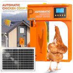 NEWTRY Automatic Chicken Coop Door Opener, Pivot Door with Timer&Light Sensor, Anti-pinch, 10W Solar Powered with 40m Remote Control