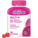 One A Day Multi+ Hair, Skin & Nails Multivitamin Gummies - Daily Vitamin Plus Support For Healthy Hair, Skin And Nails With Biotin And Vitamins A, C, E And Zinc For Women and Men, 120 Gummies