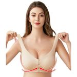 ELEG & STILANCE Women's Nylon Fiber Lightly Padded Maternoty Bra Super Soft Stretchable Front Button Feeding Nursing Bras for Pre and Post Pregnancy (Skin, 38)