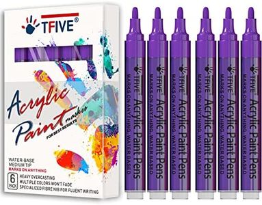 Purple Acrylic Paint Marker Pens - 2-3mm Medium Tip, 6 Pack Permanent Purple Water Based Paint Pen for DIY Projects, Paintings for Rock, Fabric, Wood, Leather, Metal, Ceramics, Paper, Glass, Plastic