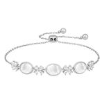 Peora Silver Plated Mother of Pearl CZ Fancy Adjustable Bracelet Fashion Jewellery for Women