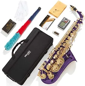 Mendini By Cecilio Eb Alto Saxophone - Case, Tuner, Mouthpiece, 10 Reeds, Pocketbook- Purple E Flat Musical Instruments