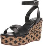 Vince Camuto Women's Fettana Espadrille Wedge Sandal, Black, 8