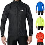 FDX Mens Cycling Jacket - Waterproof Lightweight Breathable MTB Cycle Rain Tops - High Visibility Full Sleeves Taped Seams Reflective Jersey - Windproof Coat for Running, Bike Racing (Black, Large)