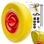 GARDEBRUK® Replacement Wheelbarrow Wheel | 15" With Solid PU Rubber Tyre | Puncture-Proof | 4.80/4.00-8 | 390mm Diameter 95mm Wide | 200kg Capacity | Spare Tyre | Red Yellow