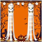 180CM Halloween Windsocks with Light - 2 Pack Halloween Windsock with Double Sides Ghost Design for Hanging Halloween Outdoor Decoration - Wind Sock Flags for Door Garden Window Yard Outdoor Decor