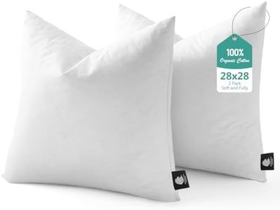 BPC Luxury Feather Down 28x28 Pillow Inserts Set of 2, Soft Fluffy Throw Pillow Inserts, 100% Organic Cotton Cover, Square Pillows for Couch, Living Room, Bed, Sofa