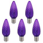 UL/CSA Listed Box of 25 C9 Led Replacement Bulbs,Commercial Grade 3 SMD LEDs in Each C9 E17 Dimmable Lights Bulb for Outdoor String Lights,Full Waterproof and Break Resistant (Purple)