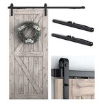 SMARTSTANDARD 6 FT Sliding Barn Door Soft Close Hardware Kit - 5 ft-10 ft, Smoothly and Quietly-Single Door-Invisible Design-includes Step-by-Step Manual-Fit 36" Door Panel (J Shape)
