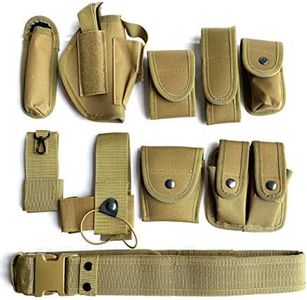 Khaki Law Enforcement Modular Equipment System Security Military Tactical Duty Utility Belt (10 in 1, adjustable 35-45 inches, Khaki)