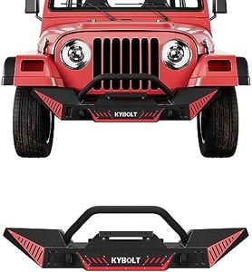 KYBOLT Front Bumper Compatible with 1987-2006 Jeep Wrangler TJ & YJ, Off Road Textured Bumper with Winch Plate Paintable Armor