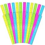 Belle Vous 24 Pack School Ruler - 30cm/11.81 inches - Clear Straight Coloured Rulers with Inches and Centimeters for Office, Student & Kids - Shatter Resistant Measuring Tool - Assorted Colours