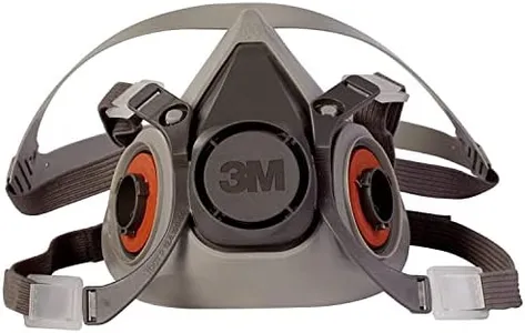 3M Half Facepiece Reusable Respirator 6200, NIOSH, Four-Point Harness, Comfortable Fit, Dual Airline Supplied Air Compatible, Bayonet Connections, Painting, Sanding, Cleaning, Medium